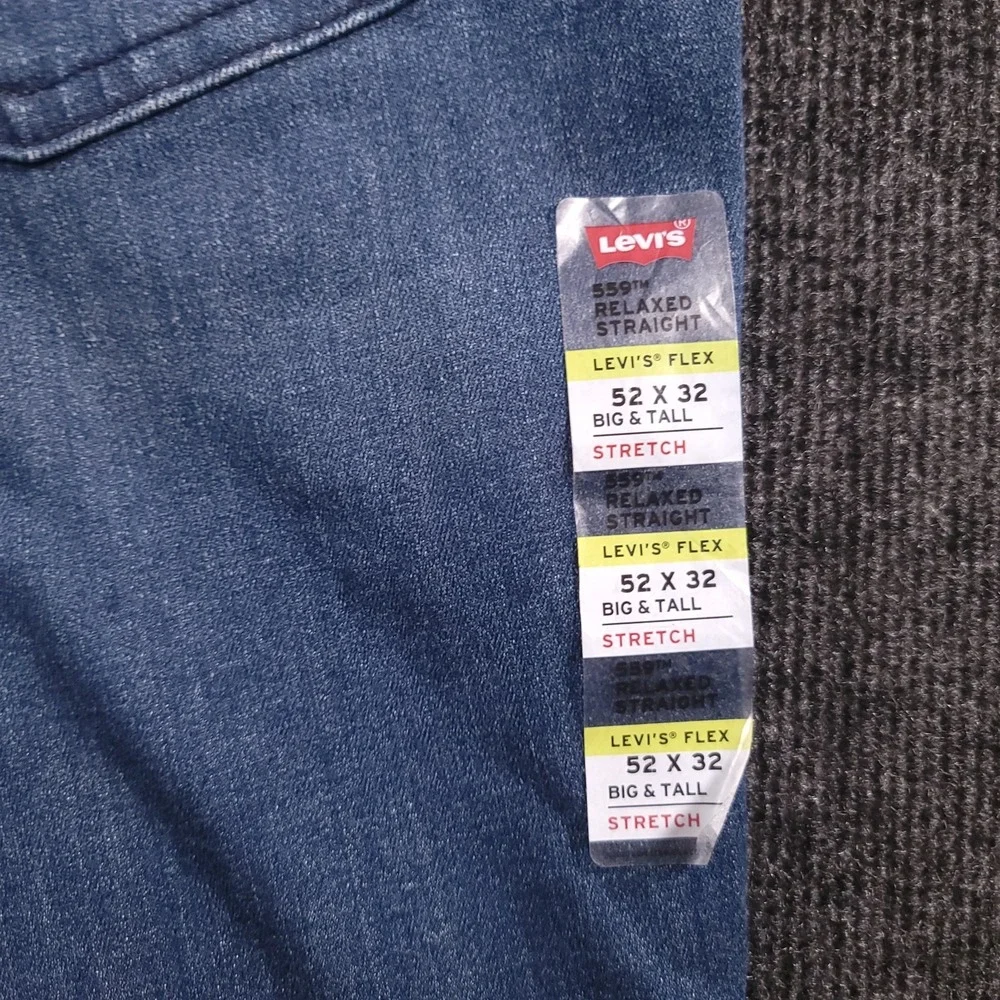 Levi's Men 559 Relaxed Straight Jeans 52x32 Blue Stretch Big Tall‎ NWT
